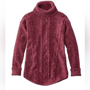 LL Bean Women’s Cable Knit Turtleneck Fuchsia size Large